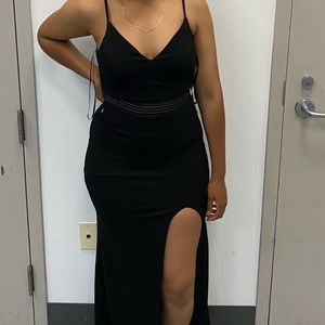 Black Lace sequenced Split Dress